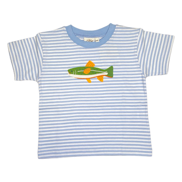 T018 Rainbow Trout Sky Blue Stripe S/S Shirt - Born Childrens Boutique
