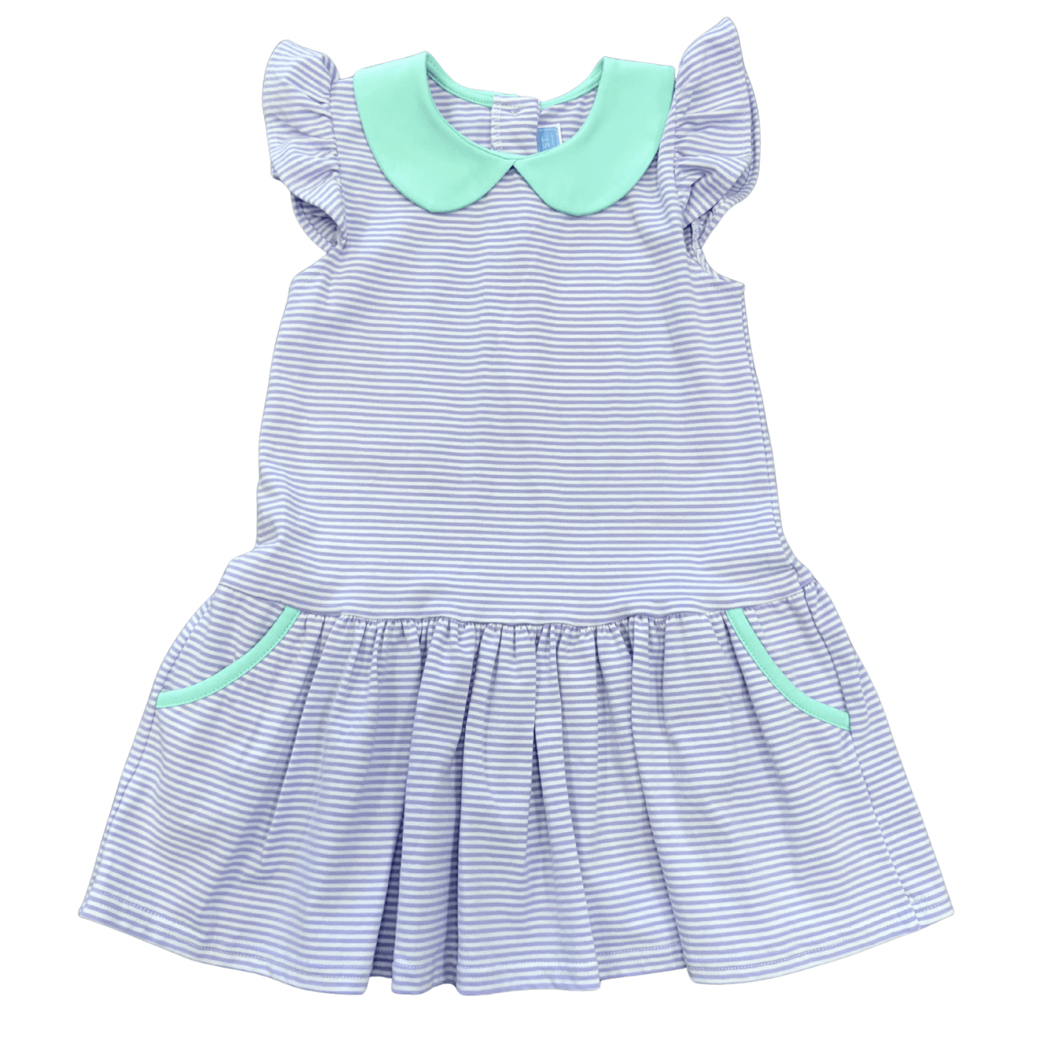 Genevieve Dress- Lavender Stripe & Mint - Born Childrens Boutique
