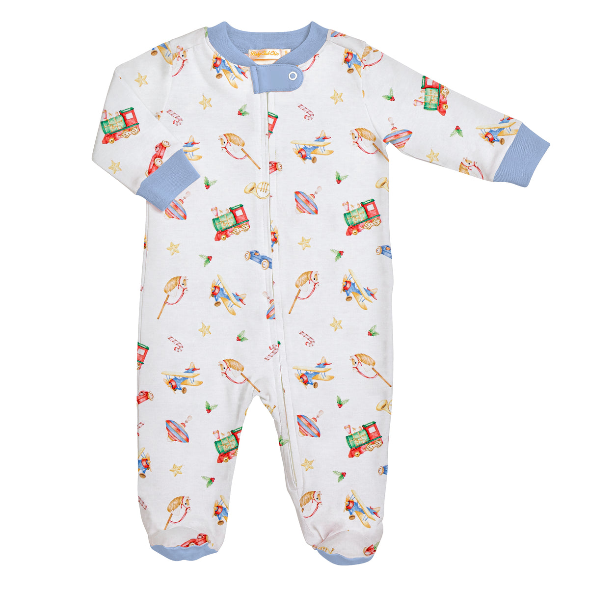 Holiday Heirlooms Printed Pima Zipped Footie - Born Childrens Boutique