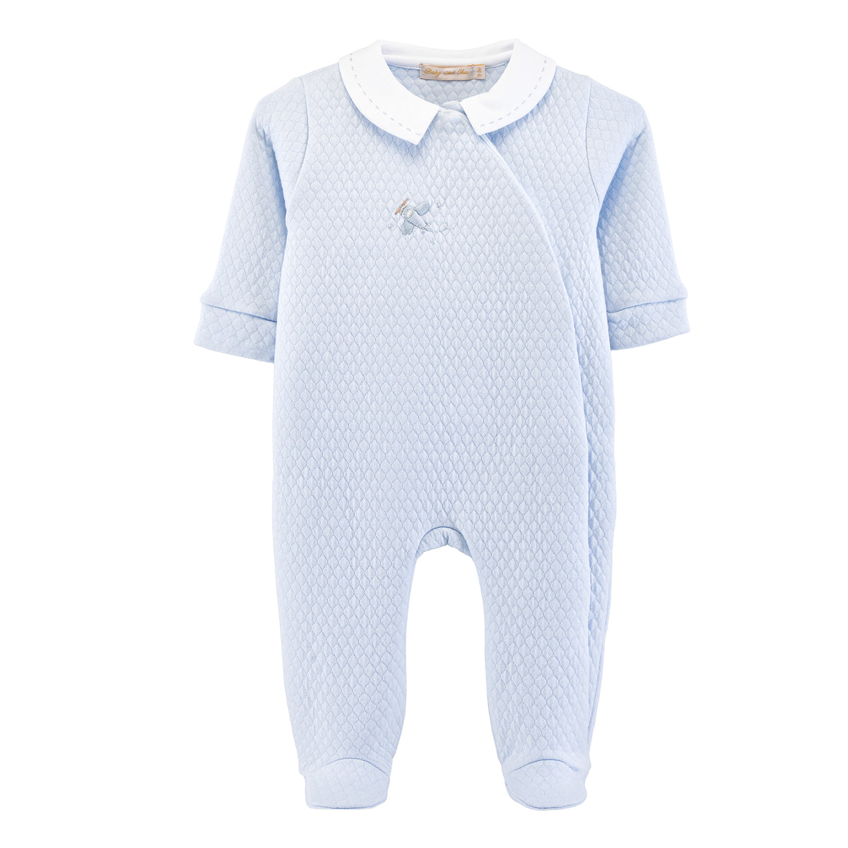 Lullaby Flight Pima Jacquard Emb Footie w/ Asymmetrical Front - Born Childrens Boutique