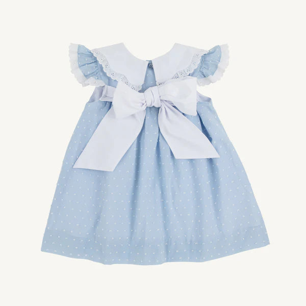Franny Frock - Sarasota Sky Dallas Dot with Worth Avenue White - Born Childrens Boutique