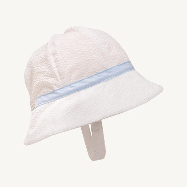 Henrys Boating Bucket - Worth Avenue White Seersucker with Buckhead Blue - Born Childrens Boutique