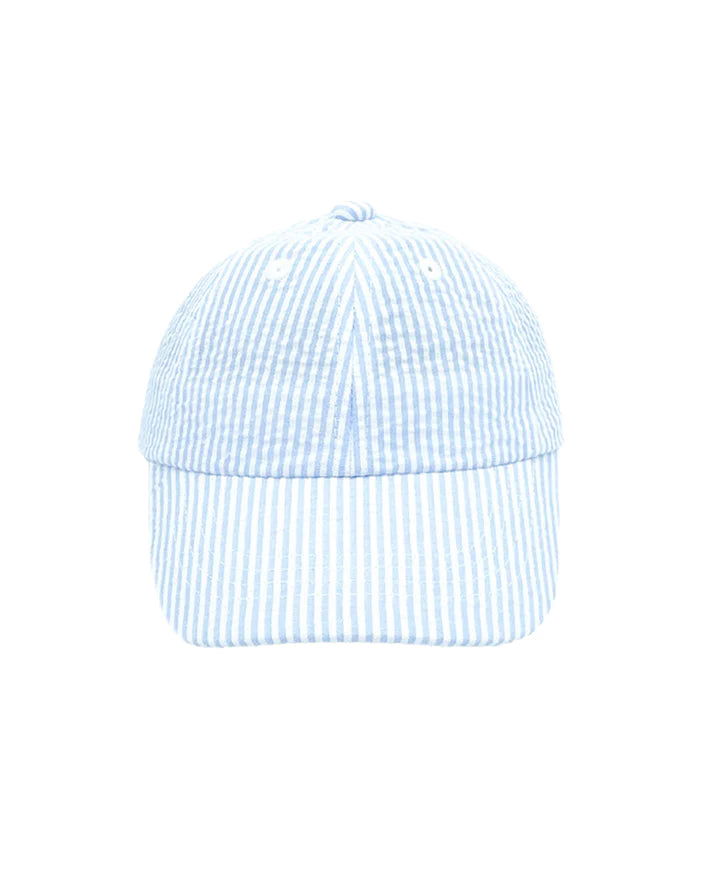 Baseball Blue Seersucker Hat - Born Childrens Boutique