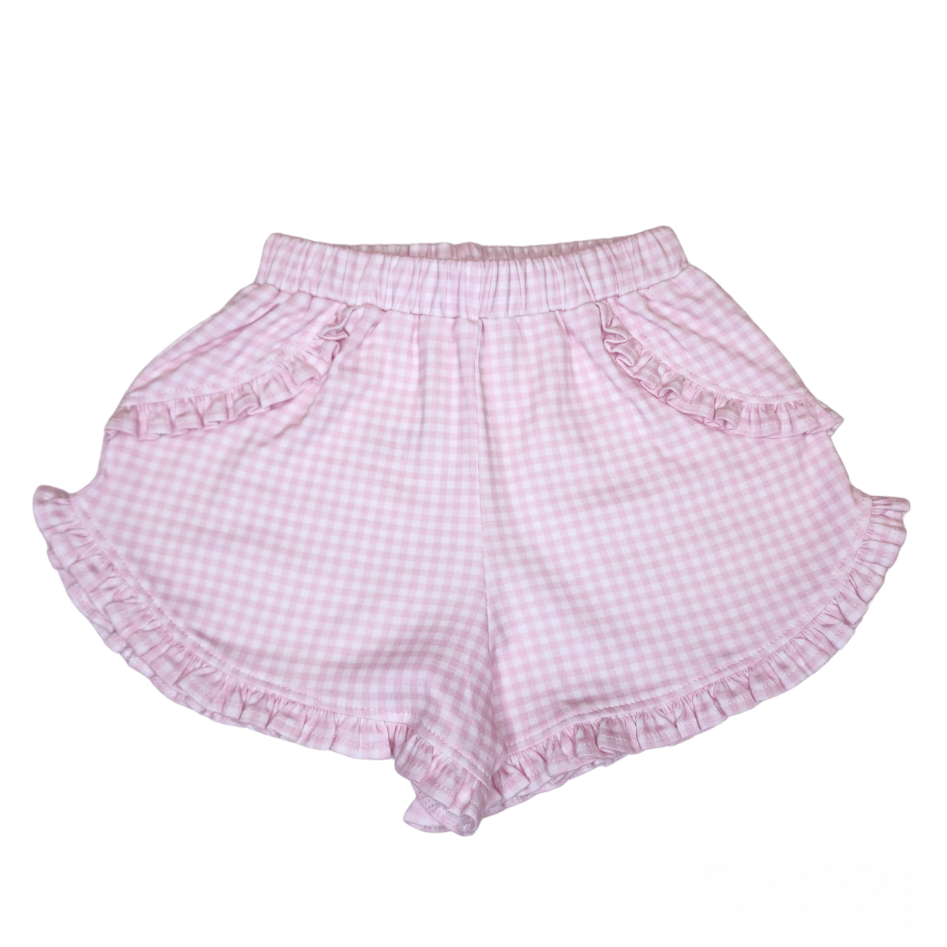 Kinley Ruffled Shorts - Pink Gingham - Born Childrens Boutique