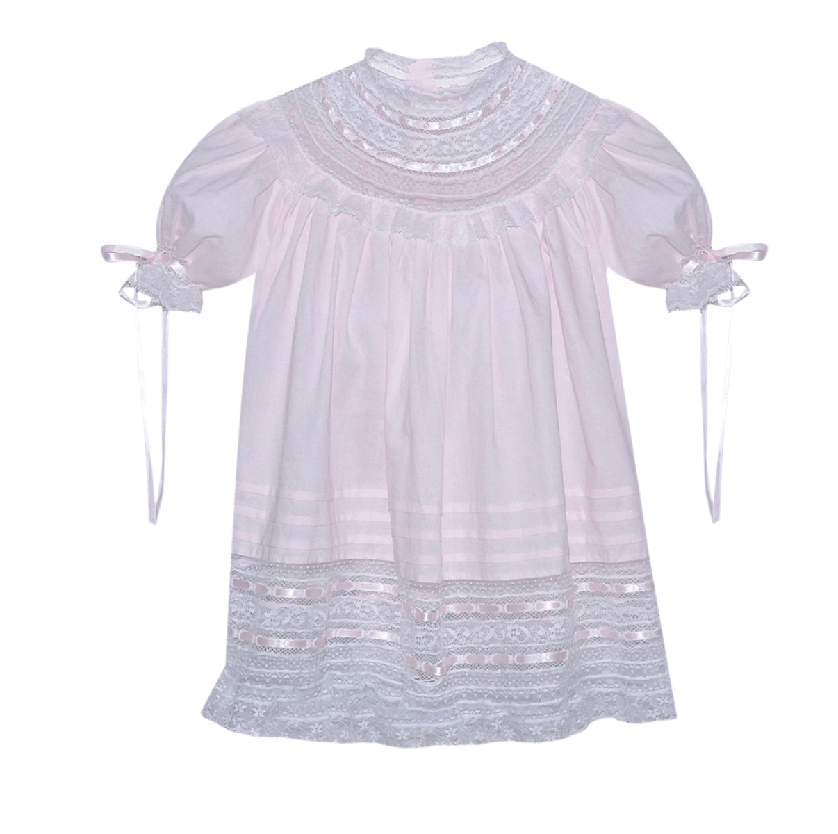 Vera Dress Pink with White Lace - Born Childrens Boutique