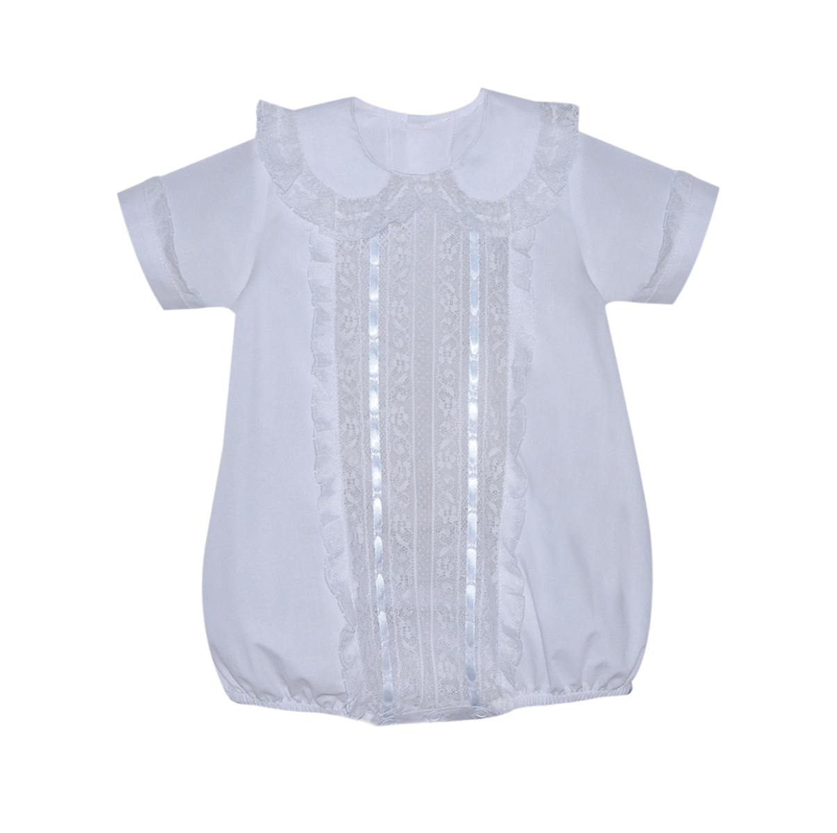 Kent Bubble White with Blue Ribbon and white Lace - Born Childrens Boutique