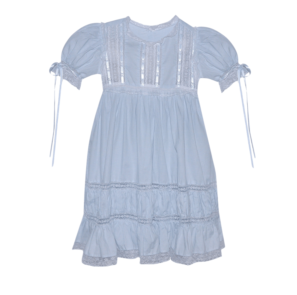 Macy Dress Blue with White Lace - Born Childrens Boutique