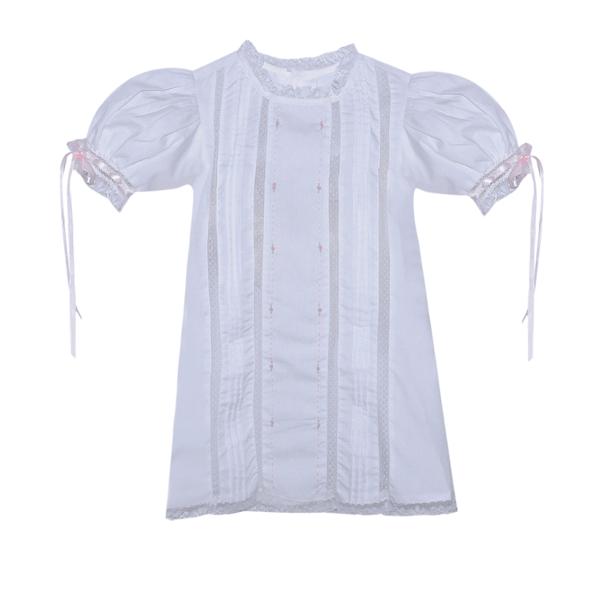 Magnolia Dress Pink Ribbon with White Lace - Born Childrens Boutique
