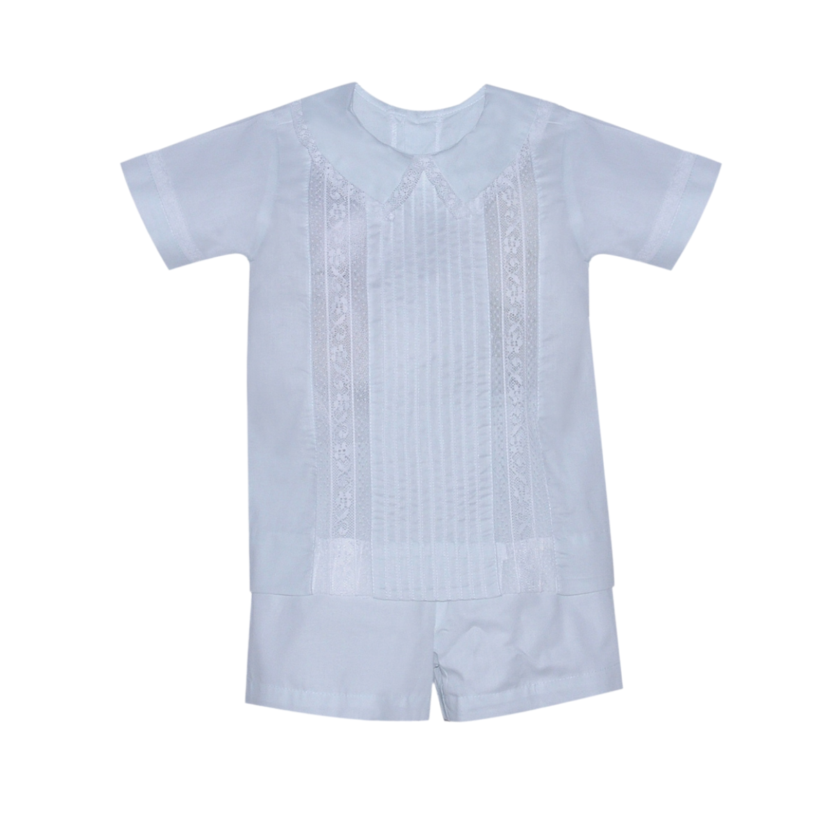Jude Short Set Blue with White Lace - Born Childrens Boutique