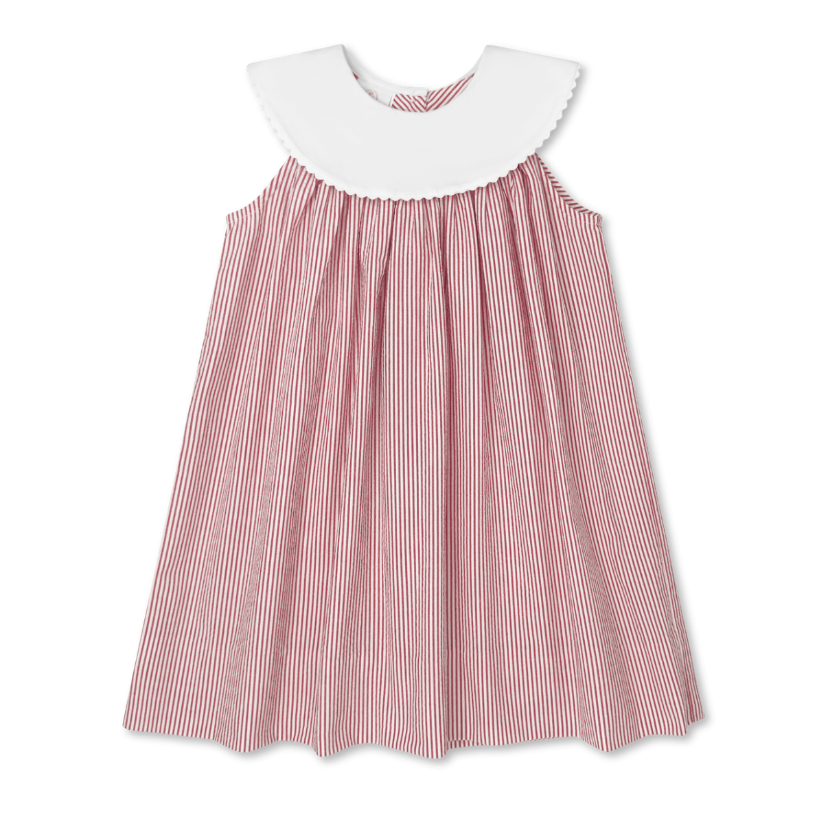 Sandra Dress Raleigh Red Seersucker - Born Childrens Boutique