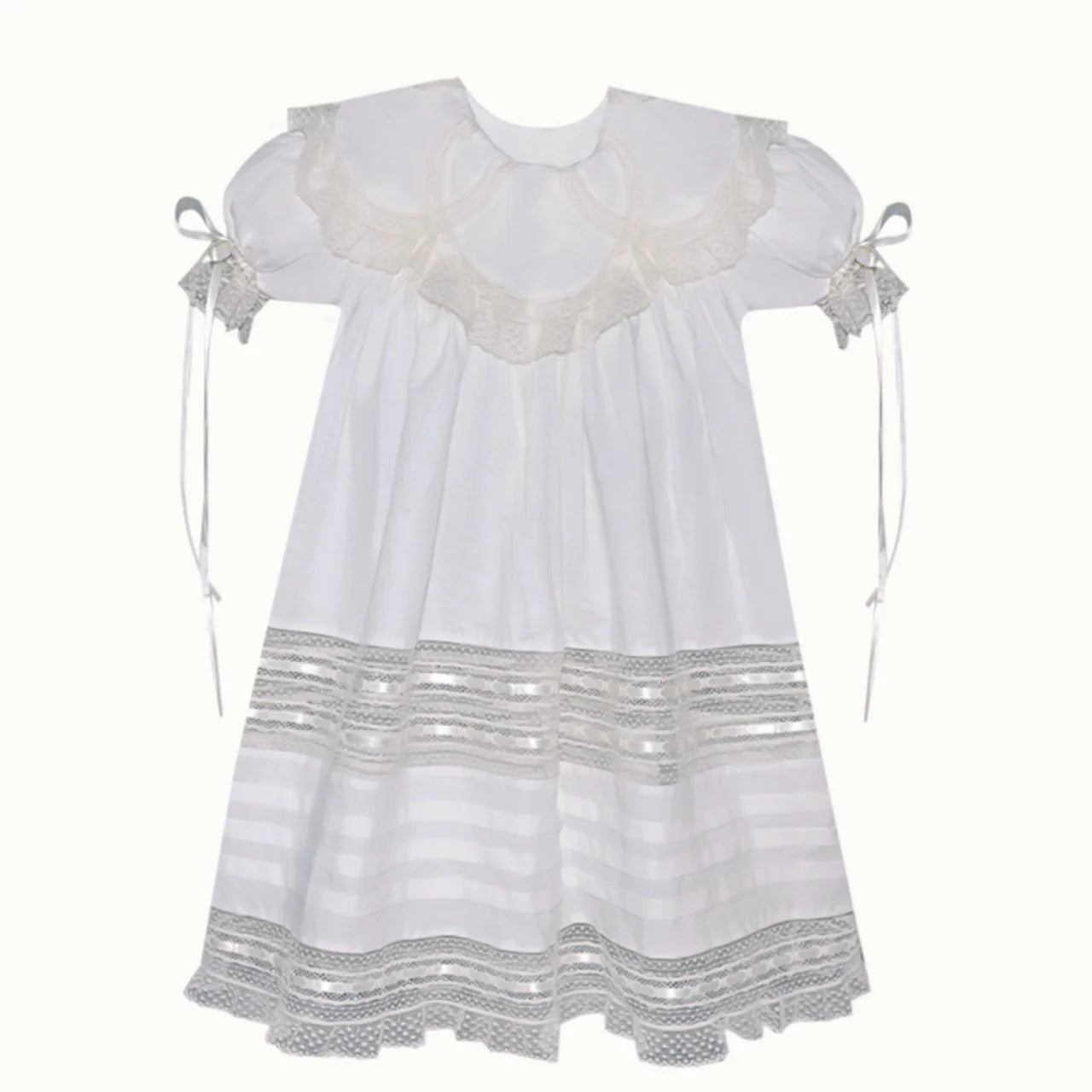 Phoenix & Ren Vintage White Charlie Dress with Ecru Lace - Born Childrens Boutique