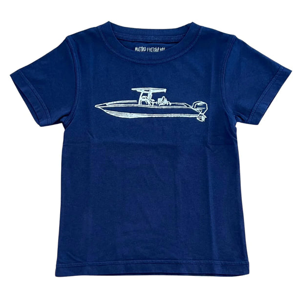 SS Navy Center Console Boat T-Shirt - Born Childrens Boutique