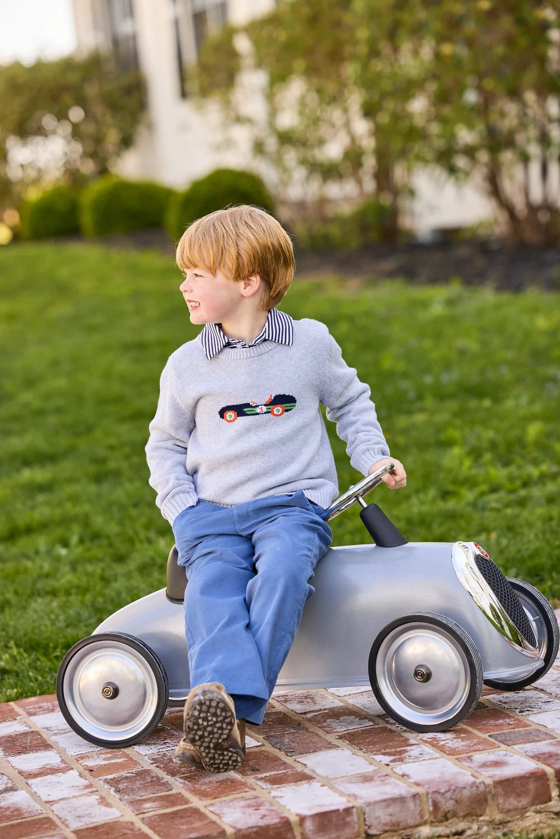 Pull On Pant - Stormy Blue Corduroy - Born Childrens Boutique