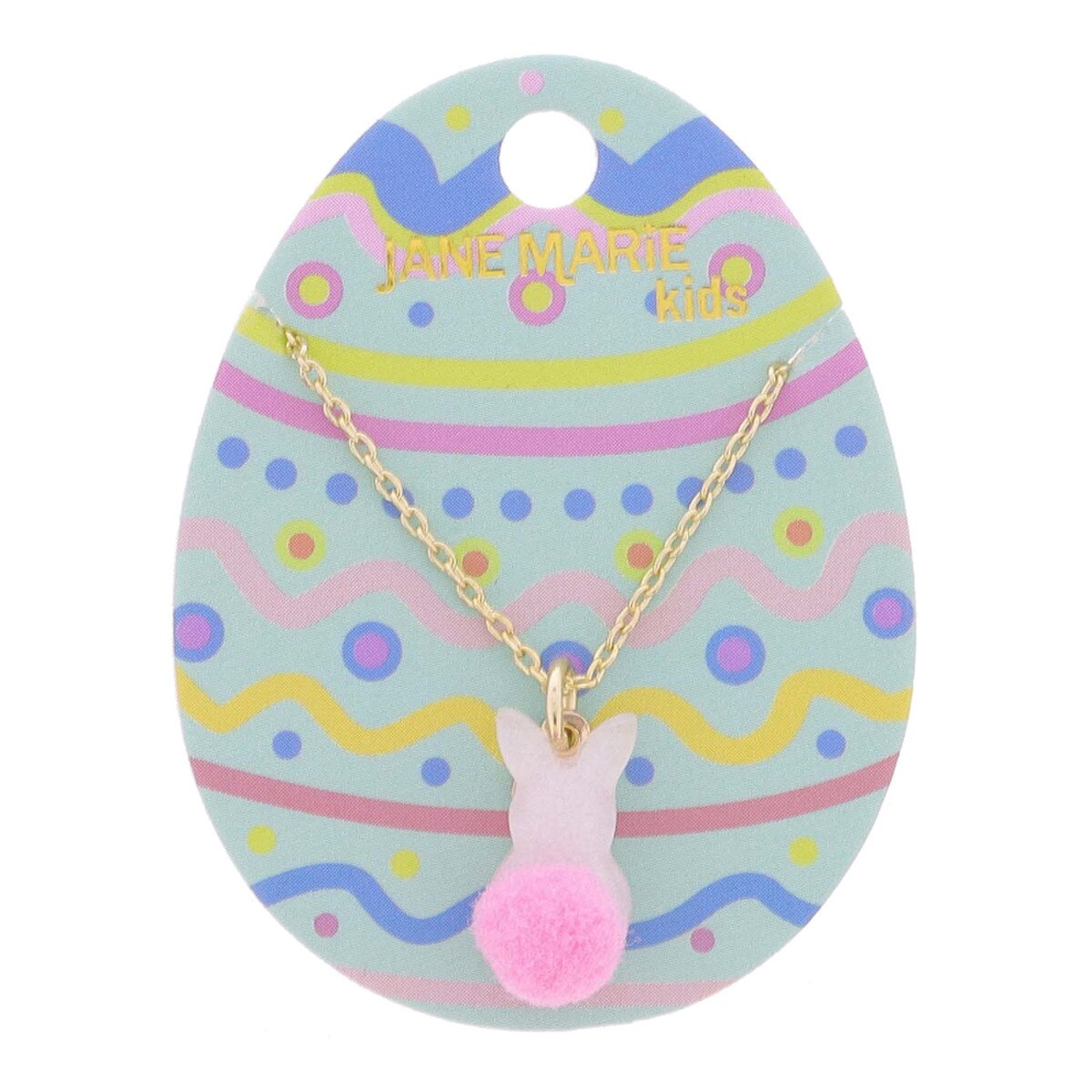 White Pearlescent Acrylic Bunny with Mini Pink Pom Tail - Born Childrens Boutique