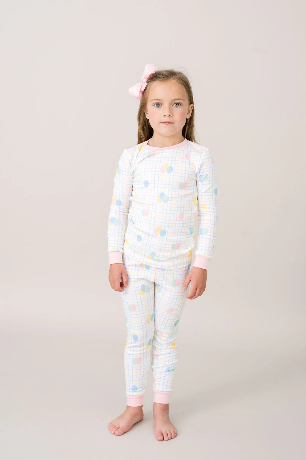 Sweat Pea PJ Set - Balloon Plaid/Pink - Born Childrens Boutique