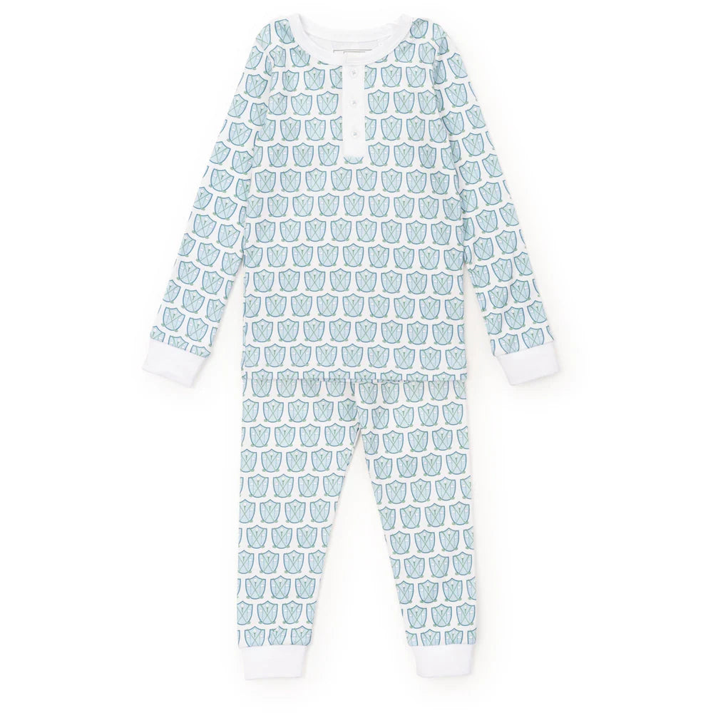 Jack Boy Pajama Pant Set - Golf Crest Blue - Born Childrens Boutique