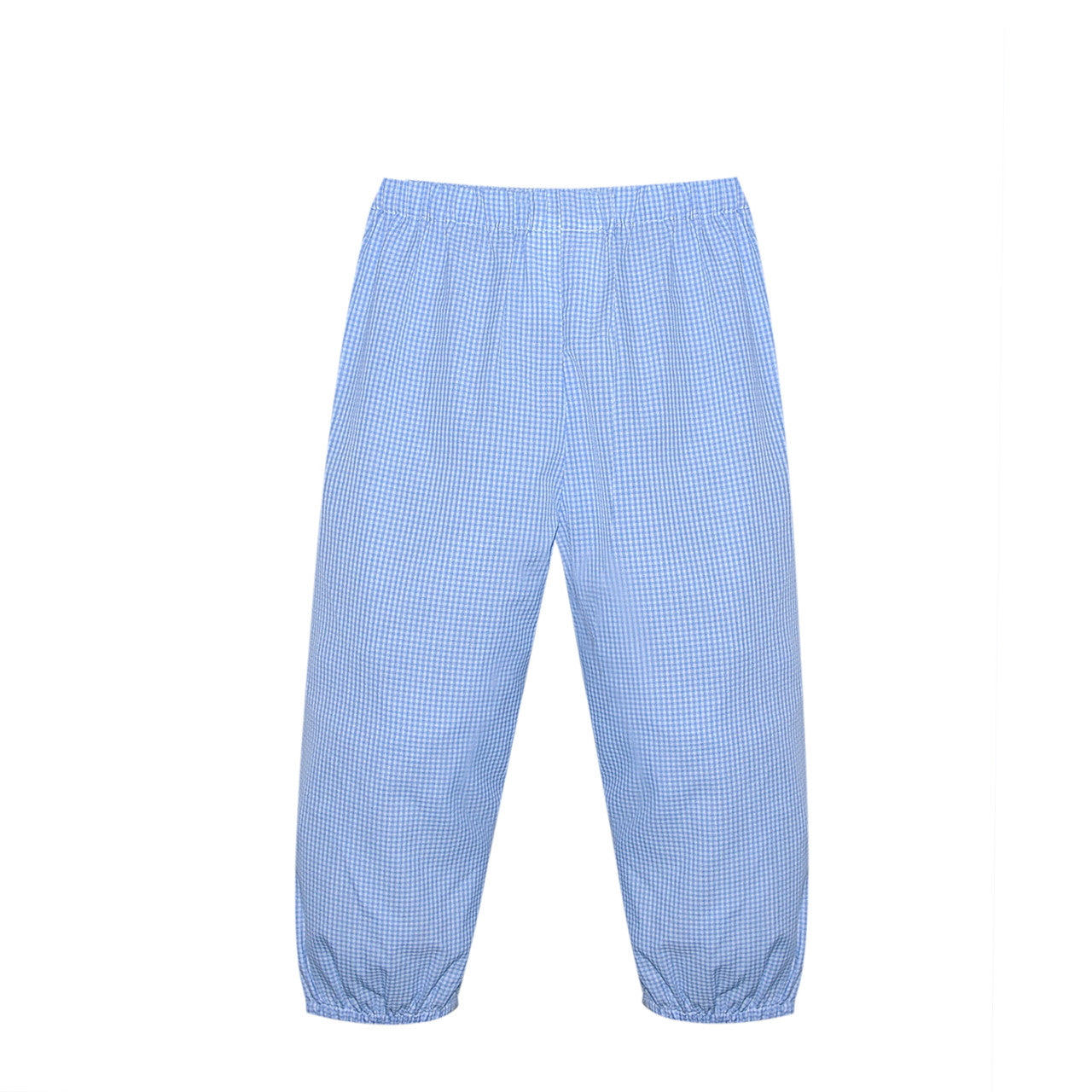 Logan Elastic Pant - Blue Gingham - Born Childrens Boutique