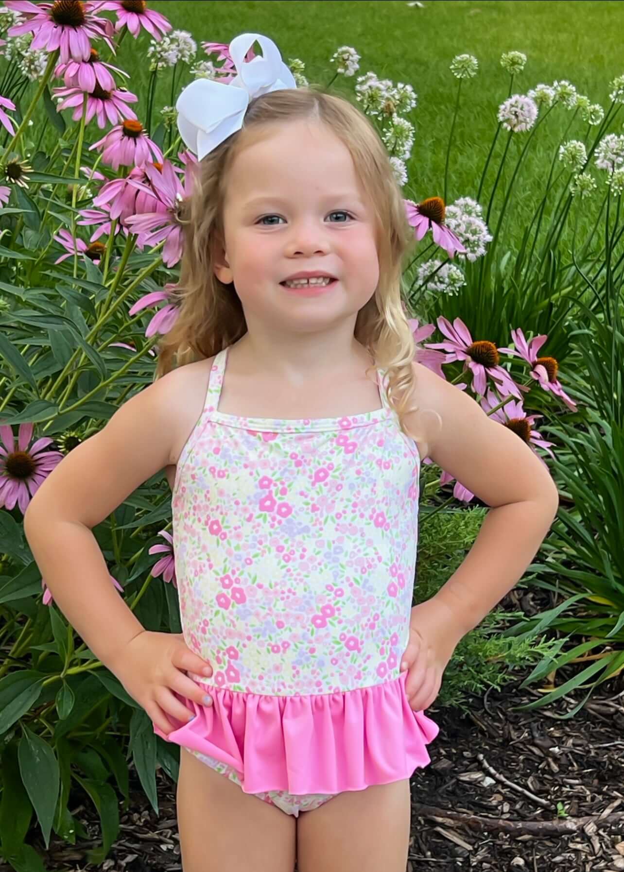 Fuchsia Floral Lainey One-Piece Swim - Born Childrens Boutique