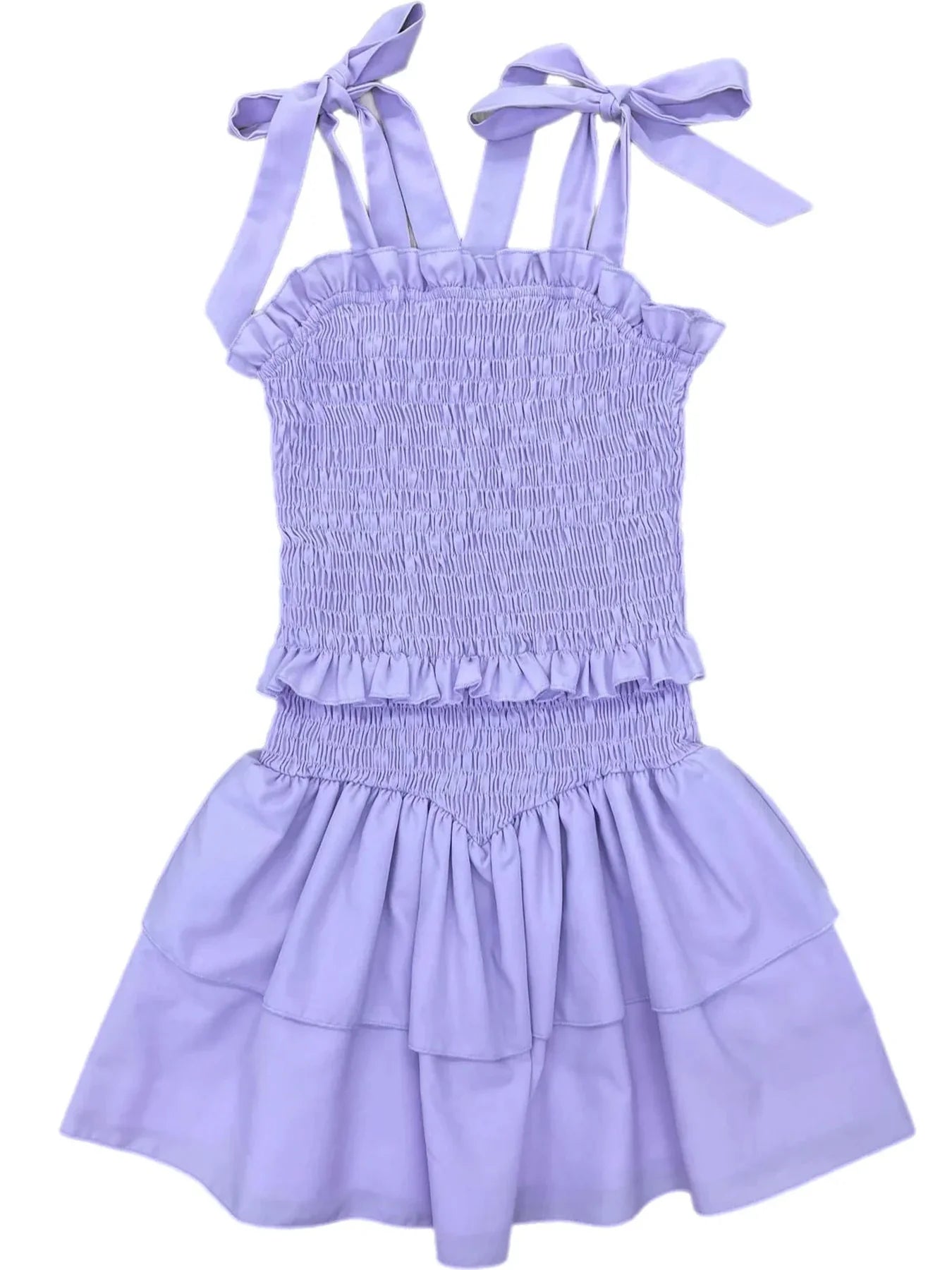 Lavender Smocked Woven Dress - Born Childrens Boutique