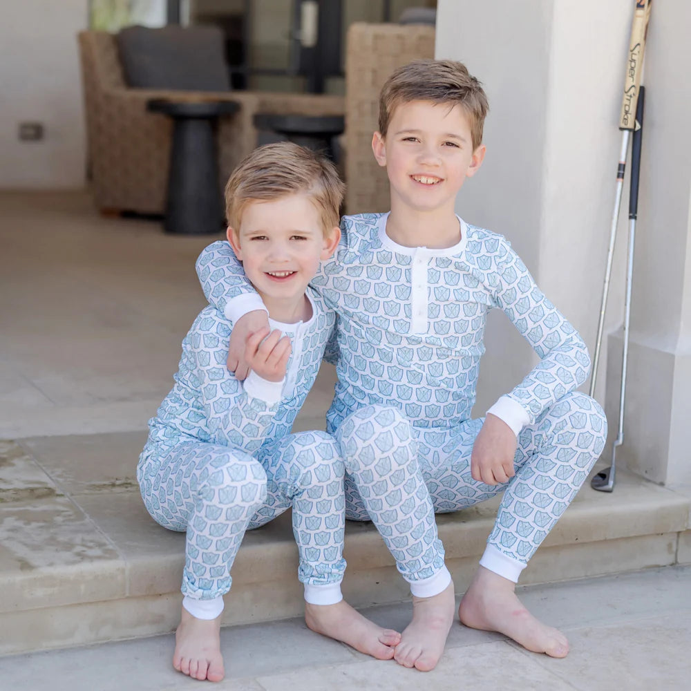 Jack Boy Pajama Pant Set - Golf Crest Blue - Born Childrens Boutique