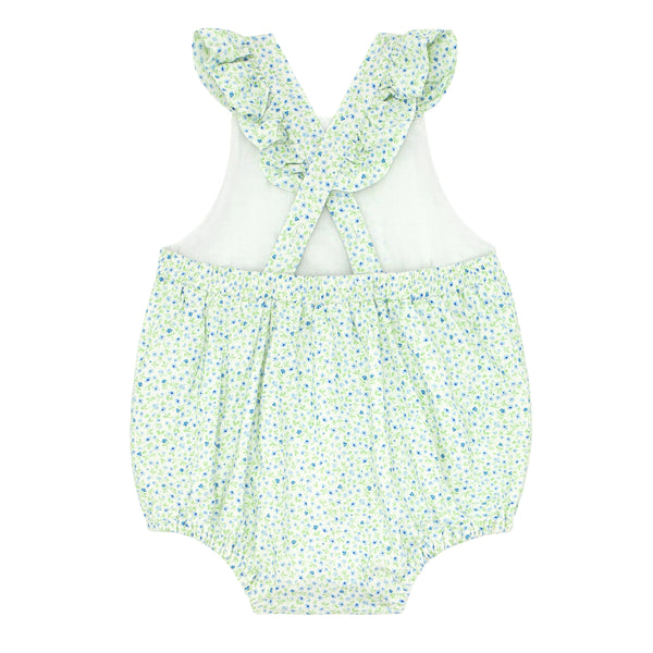 Pre-Order Hibiscus Ditsy Floral Crossover Ruffle Bubble - Born Childrens Boutique
