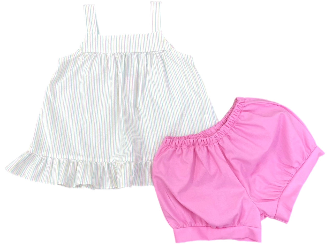 Spring Seersucker Maggie Banded Short Set - Born Childrens Boutique