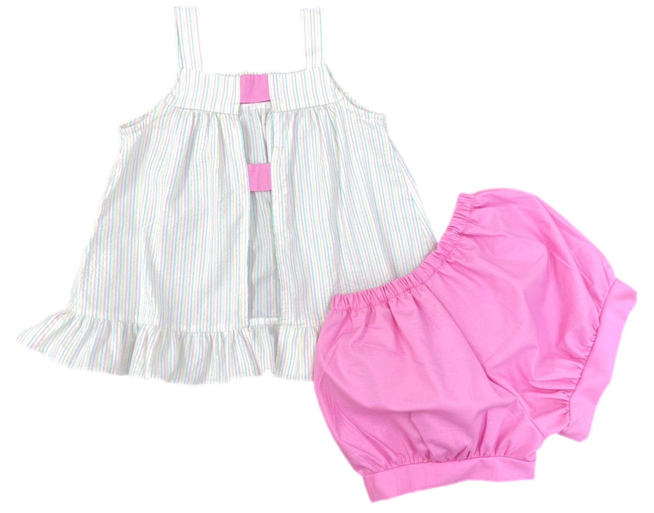 Spring Seersucker Maggie Banded Short Set - Born Childrens Boutique