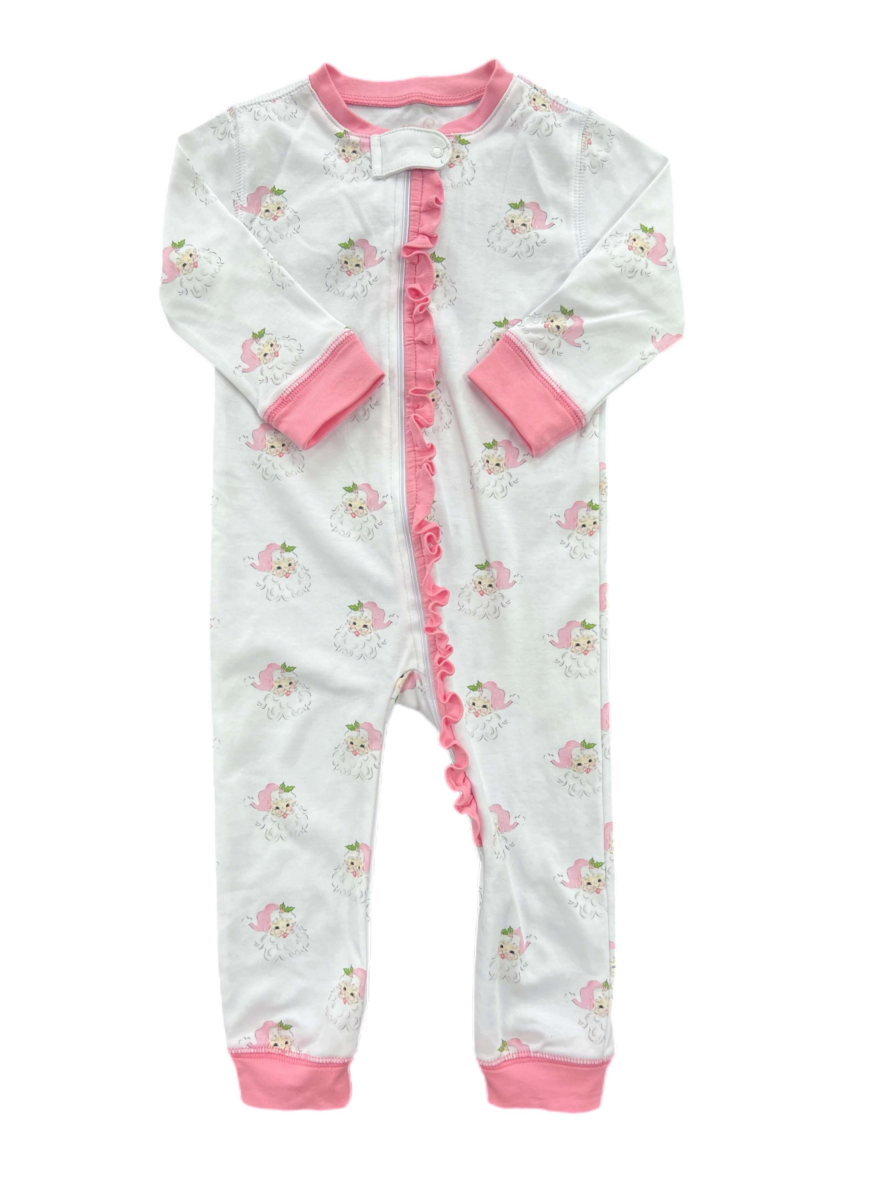 Girls Zip Up Jammies Santa - Born Childrens Boutique