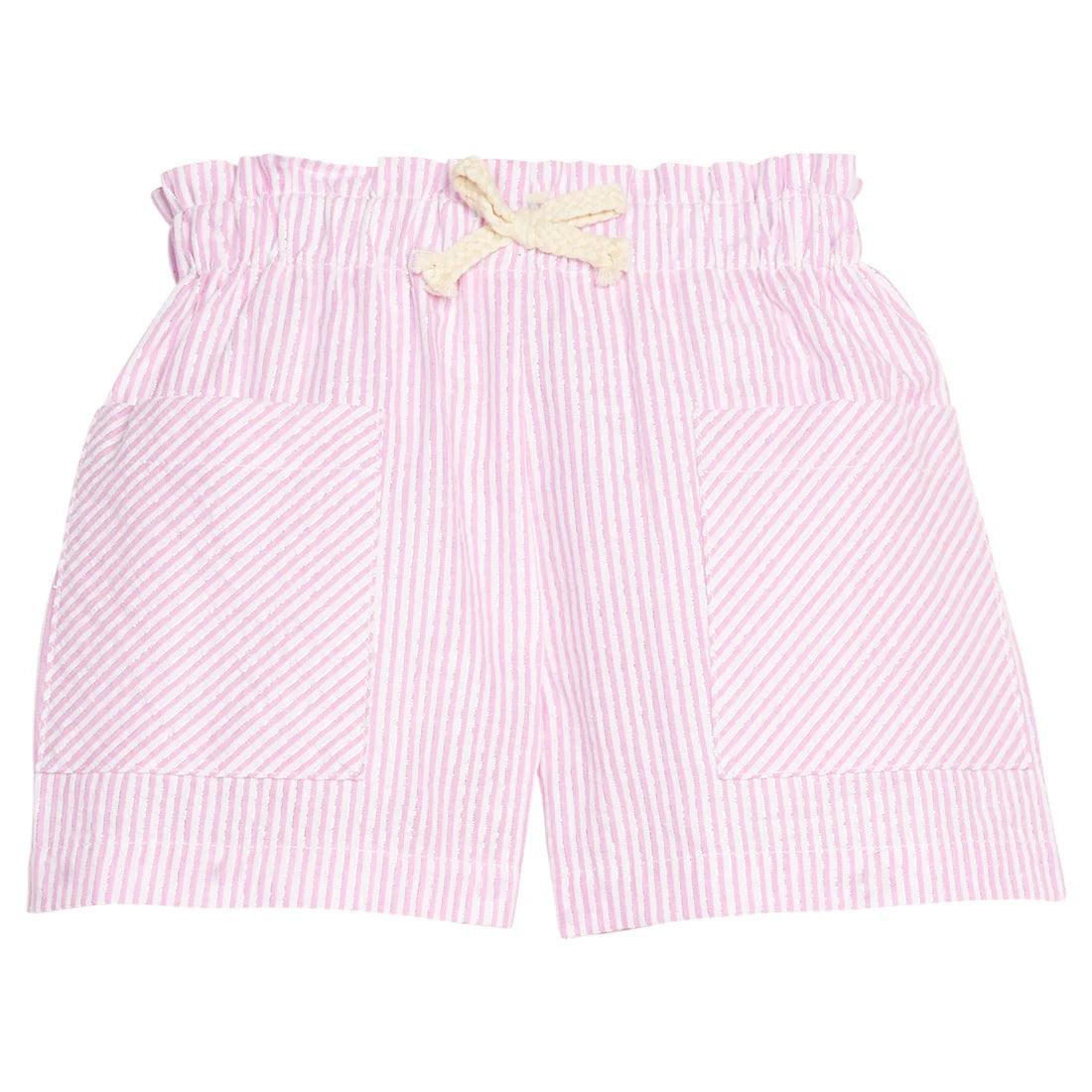 Patch Pocket Shorts - Pink Sparkle Seersucker - Born Childrens Boutique