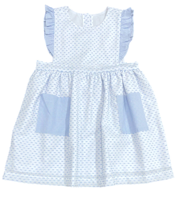 Pre-Order Margaret Dress - Blue Swiss Dot - Born Childrens Boutique