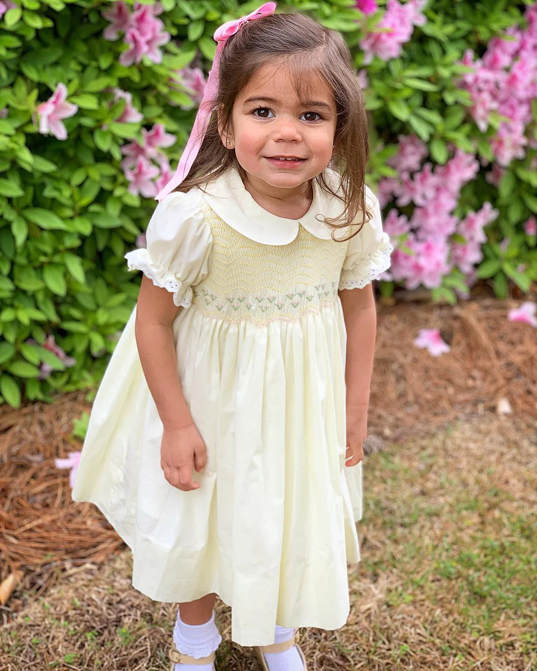 Grosgrain Long Tail Bow 6.5 in, Baby Pink - Born Childrens Boutique