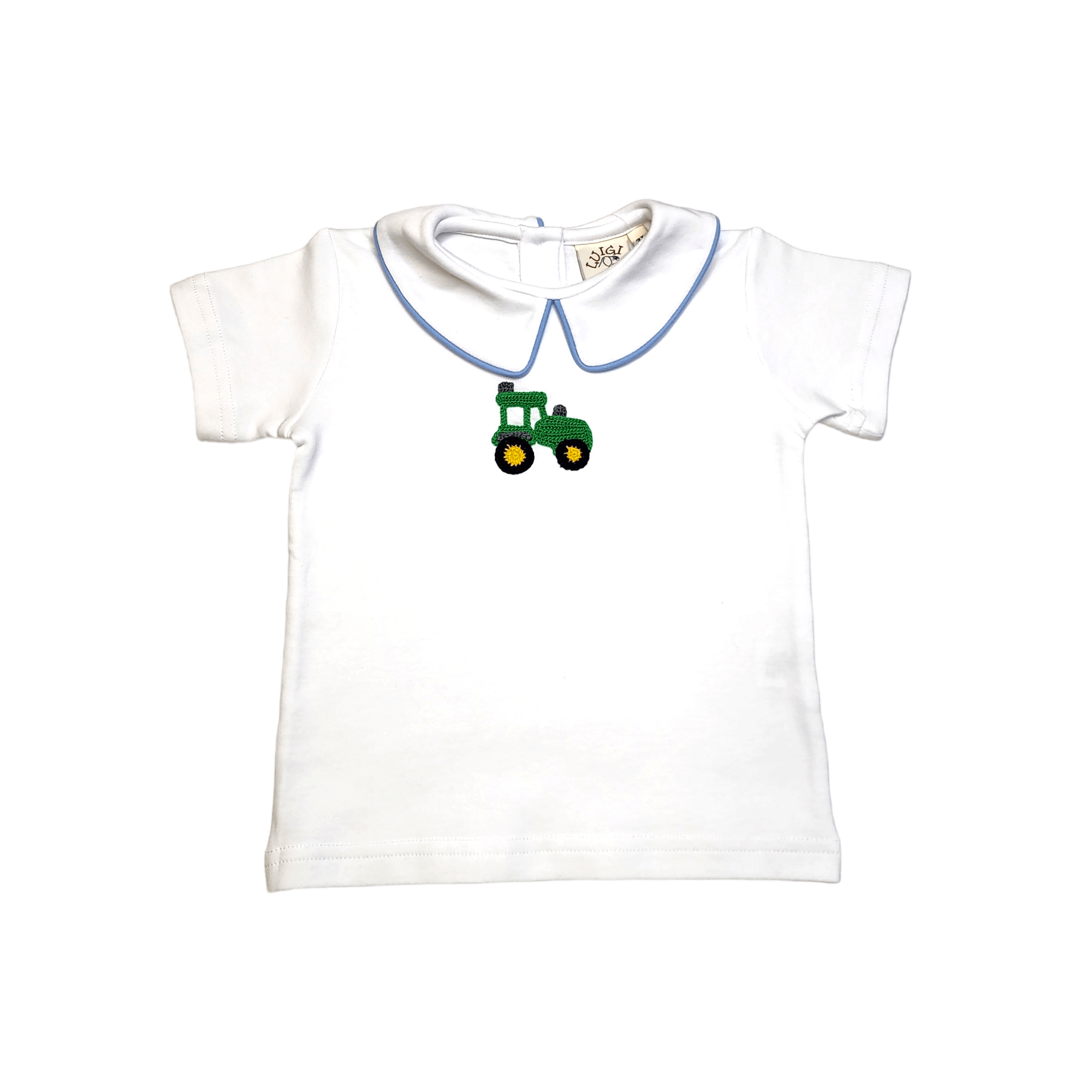 KB070 Peter Pan SS Shirt Crochet Tractor - Born Childrens Boutique