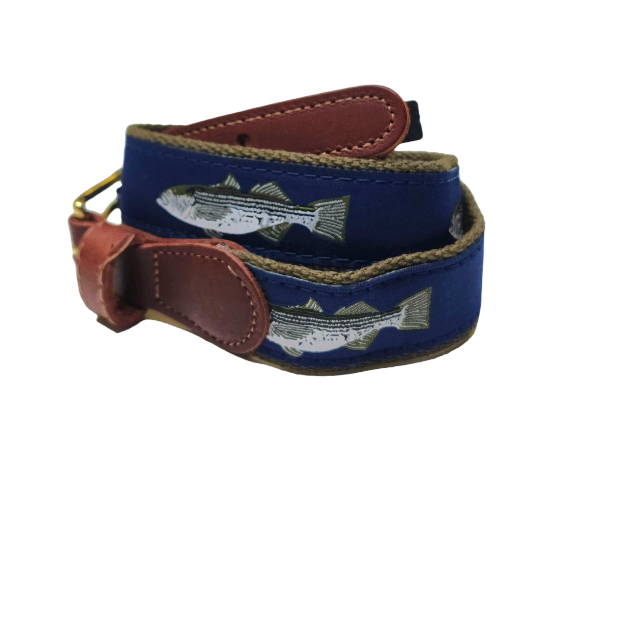 Preston Children's Ribbon Belt, Striper on Olive - Born Childrens Boutique