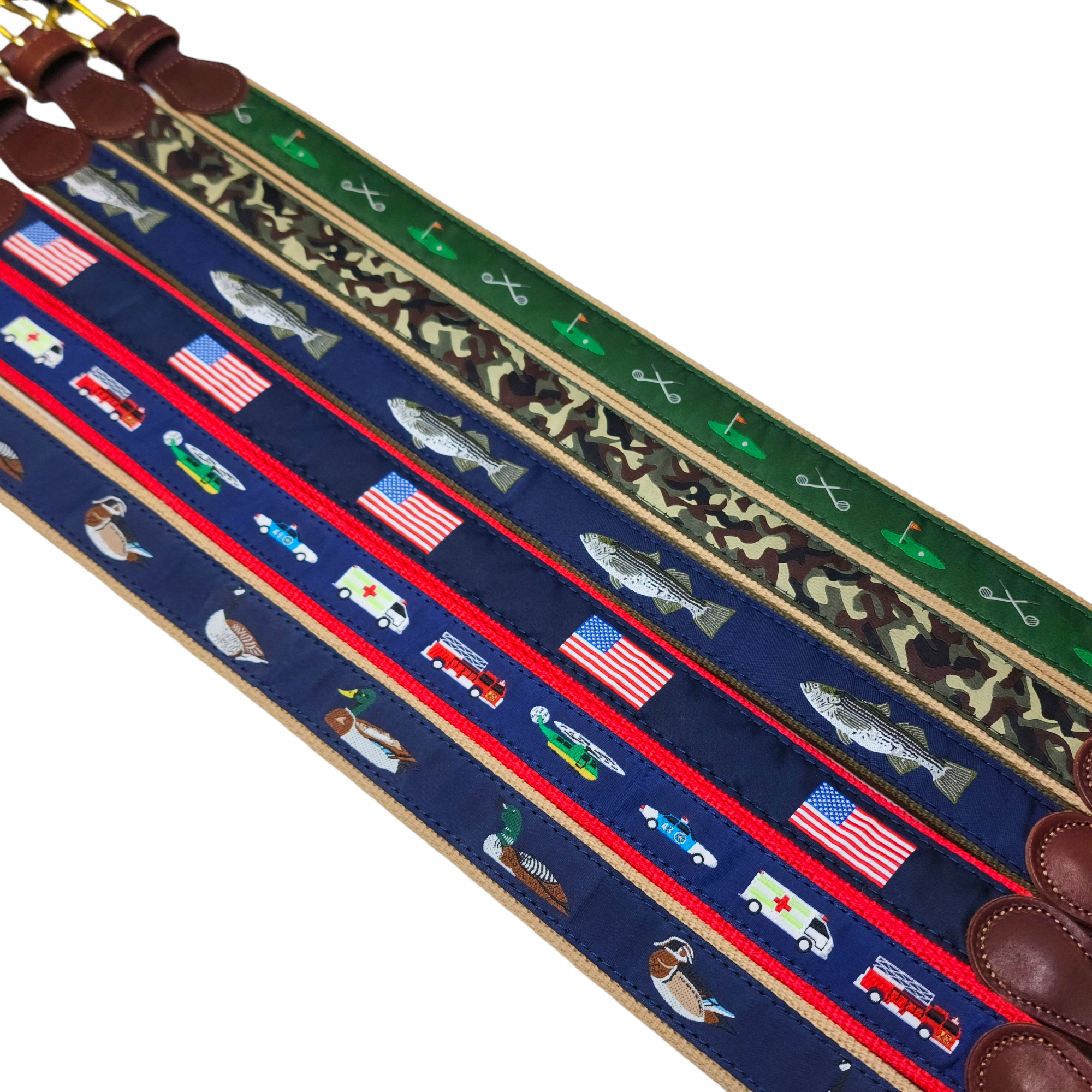 Preston Children's Ribbon Belt, U. S. Flag on Red - Born Childrens Boutique