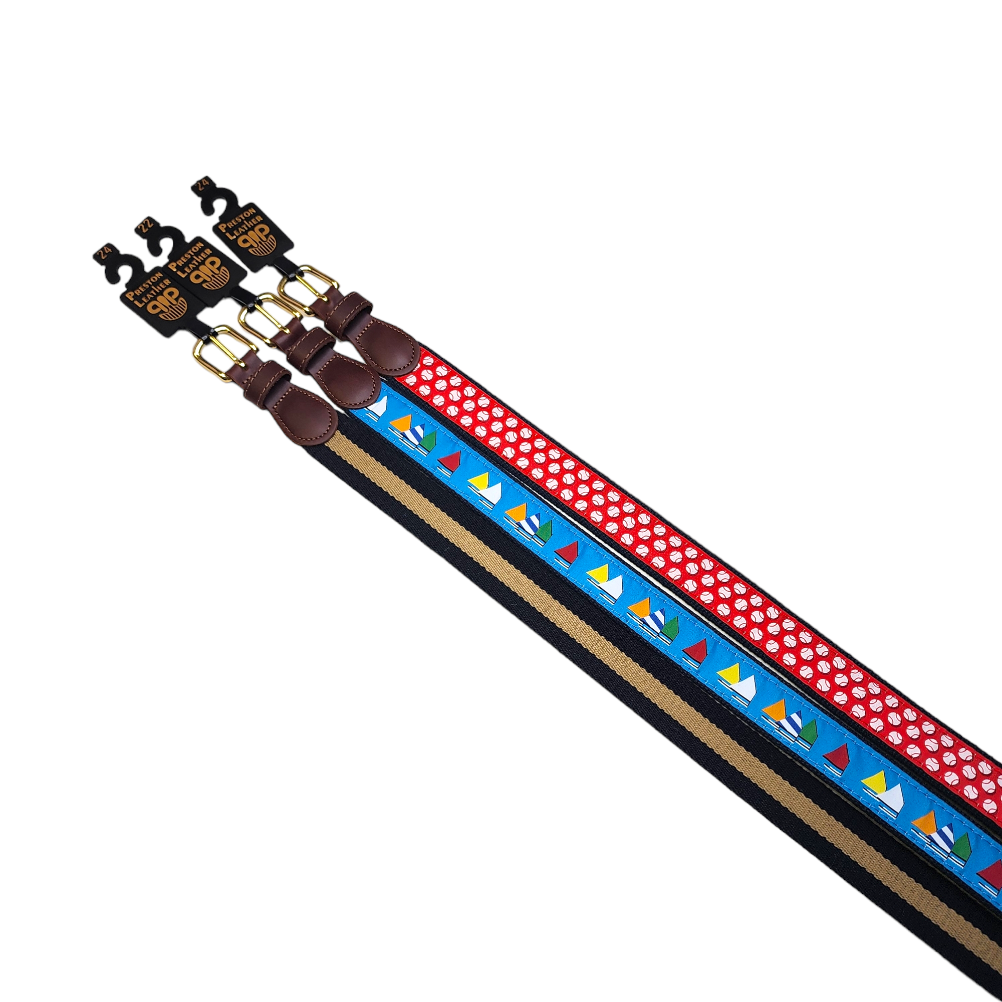 Preston Children's Ribbon Belt, Baseball on Navy - Born Childrens Boutique