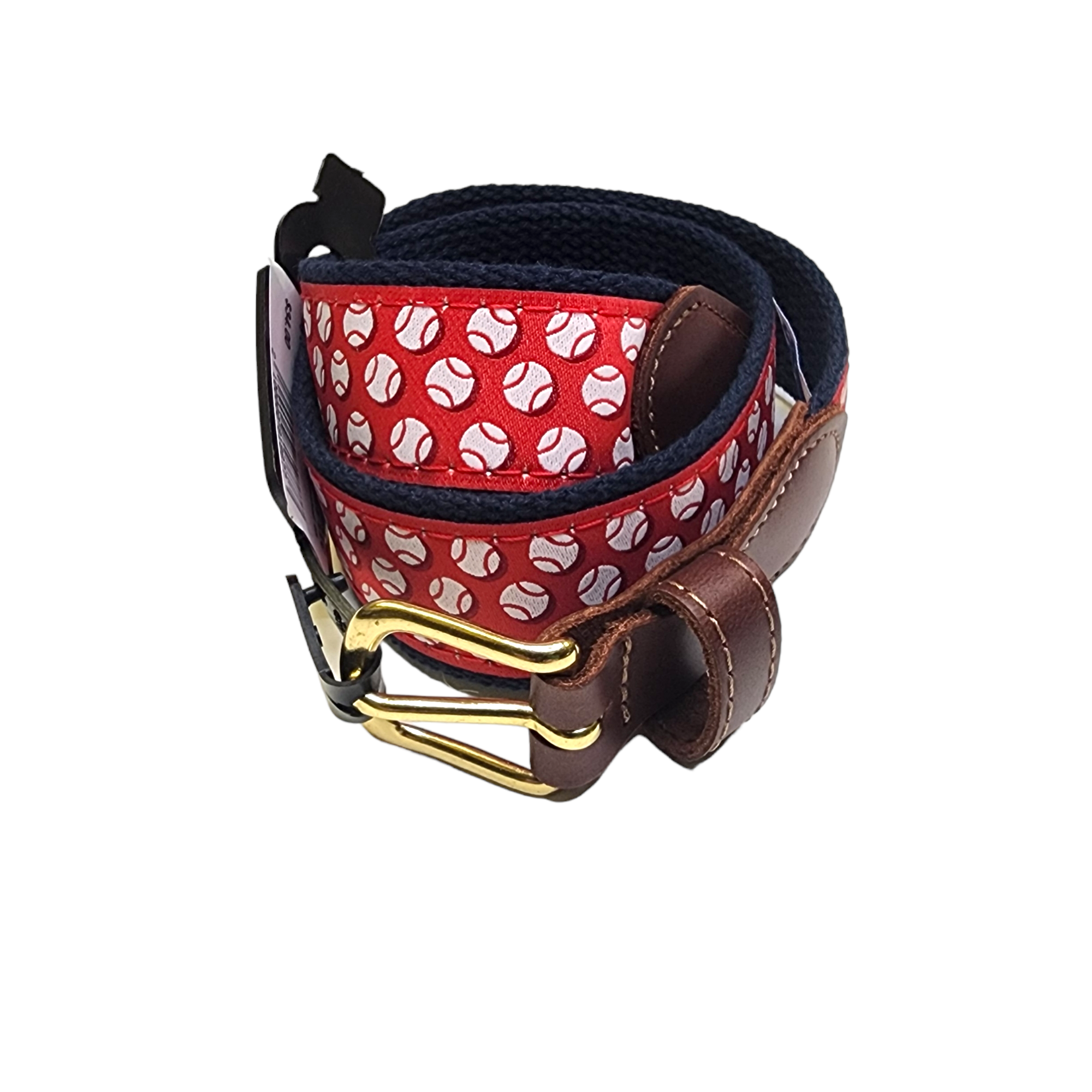 Preston Children's Ribbon Belt, Baseball on Navy - Born Childrens Boutique