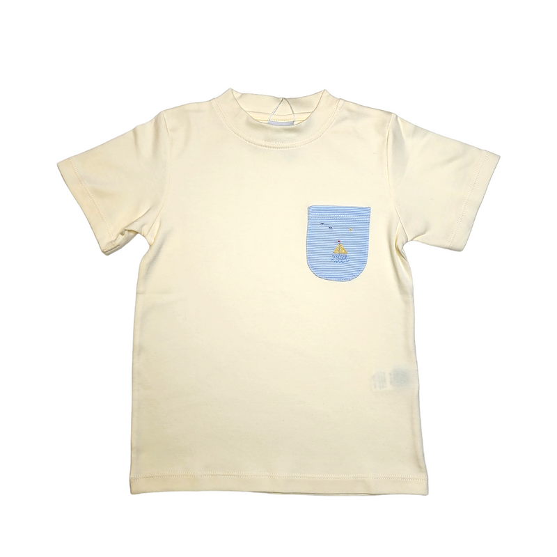 60P Sailboat Mini Stripe Pocket Shirt - Born Childrens Boutique