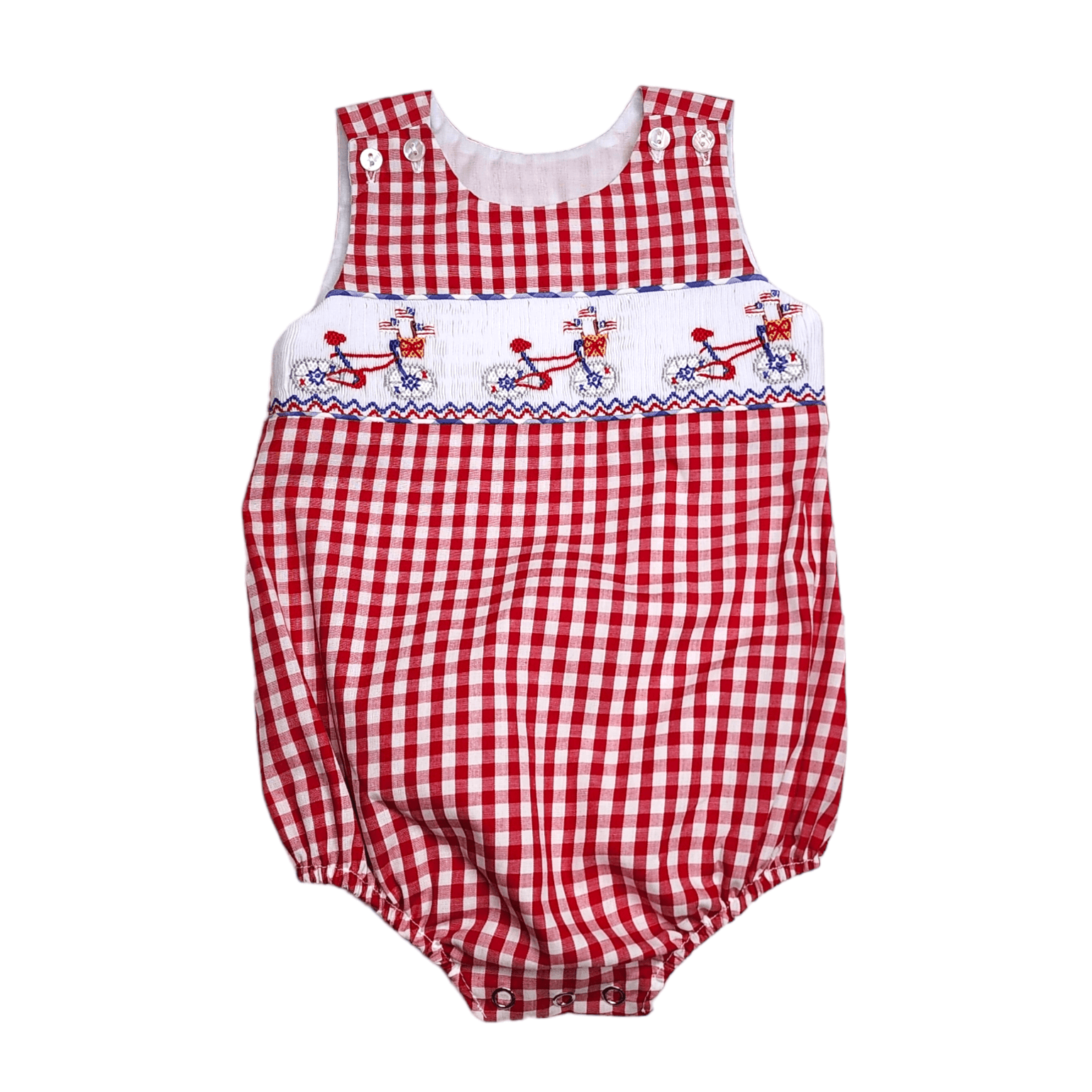 Cam Smocked Patriotic Bicycle Bubble - Born Childrens Boutique
