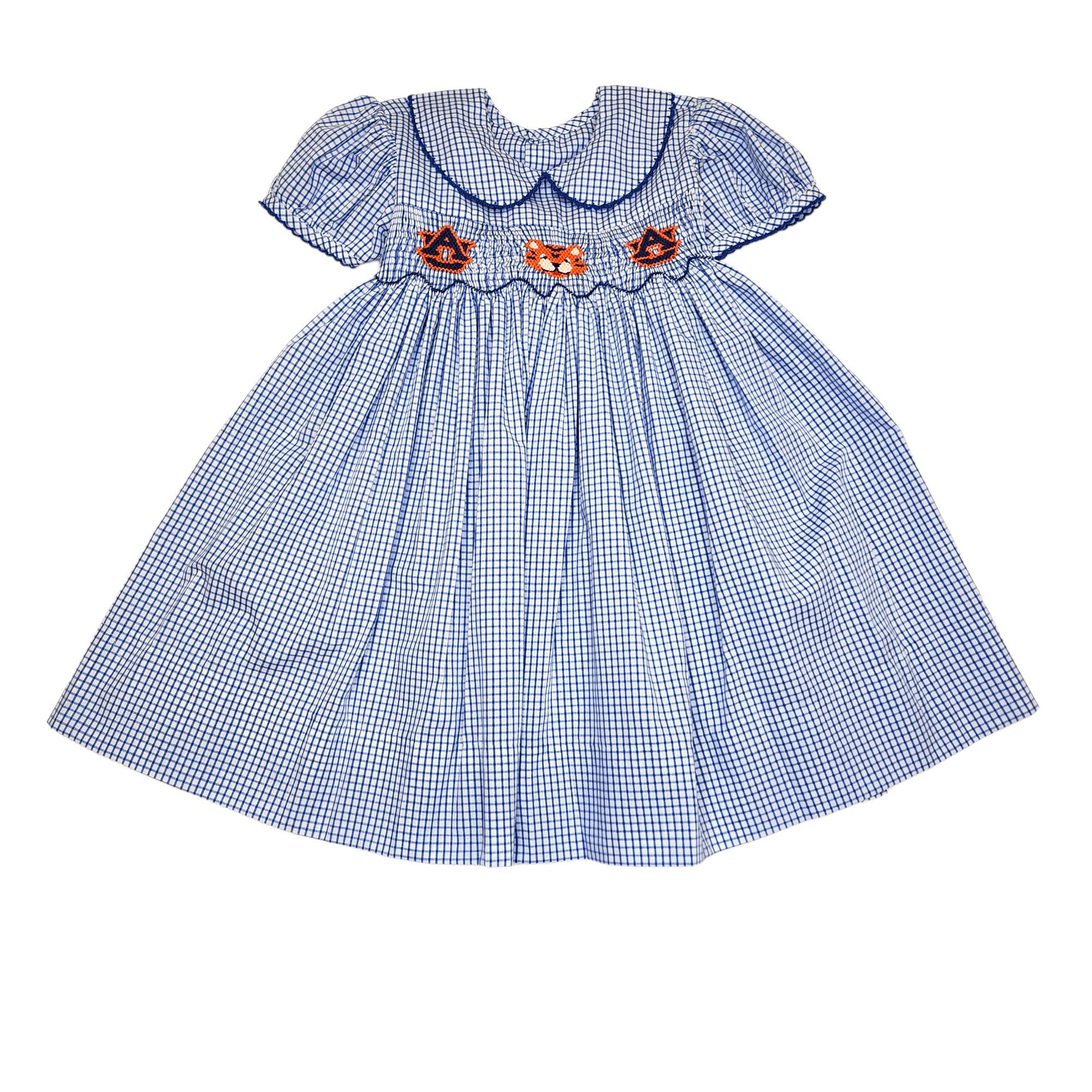 Smocked Dress Navy Orange - Born Childrens Boutique