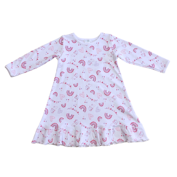 Pink Rainbow/Hearts Lounge Dress - Born Childrens Boutique