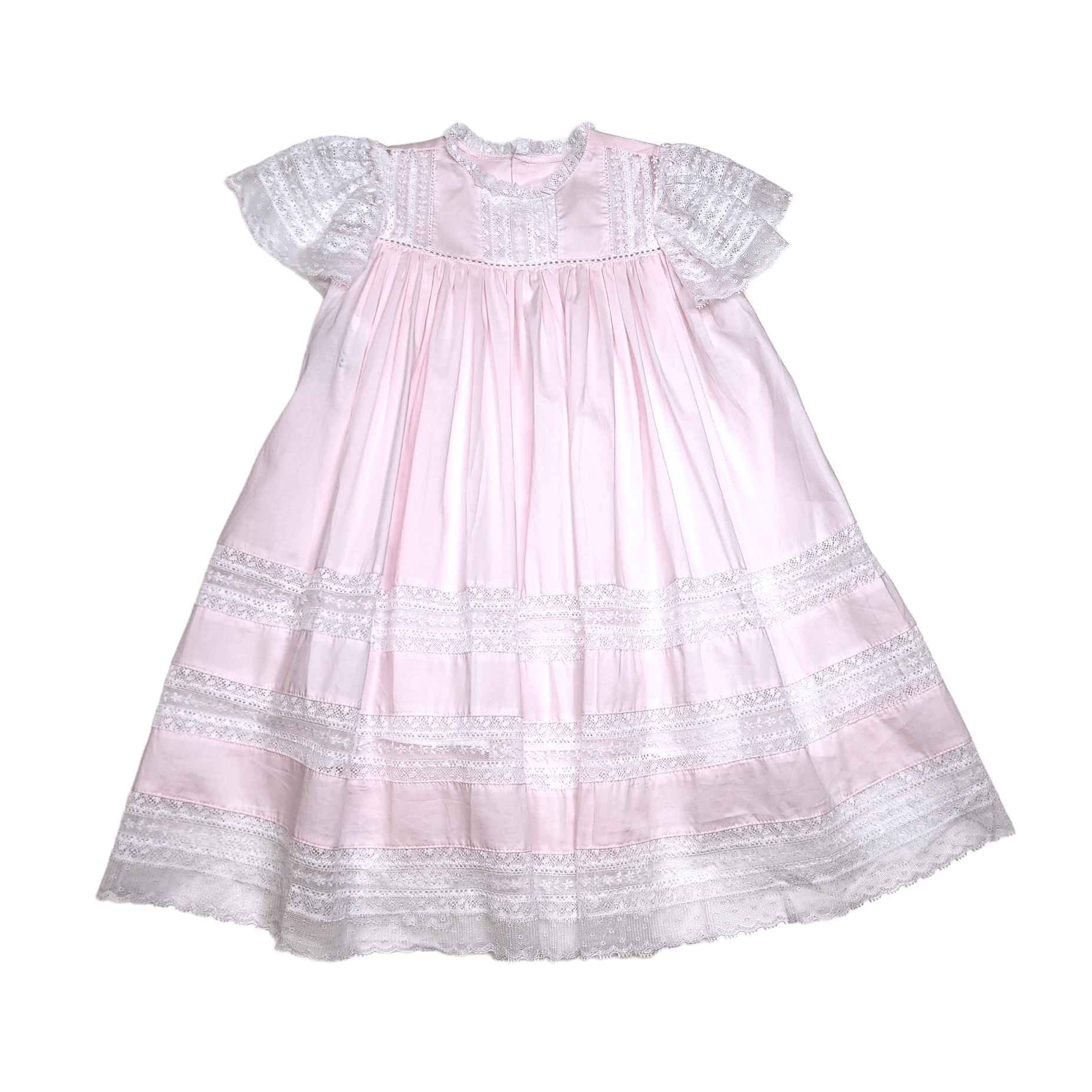 Phoenix & Ren Pink Emmilene Dress with White Lace - Born Childrens Boutique