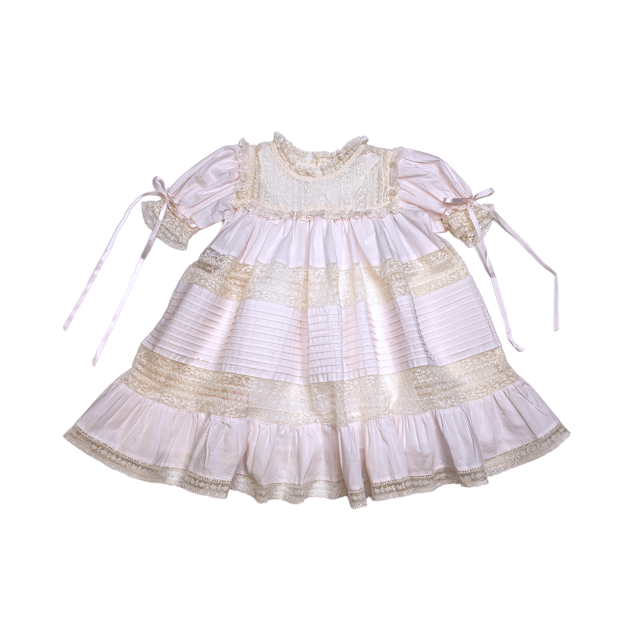 Phoenix & Ren Pink Rowan Dress with Ecru Lace - Born Childrens Boutique