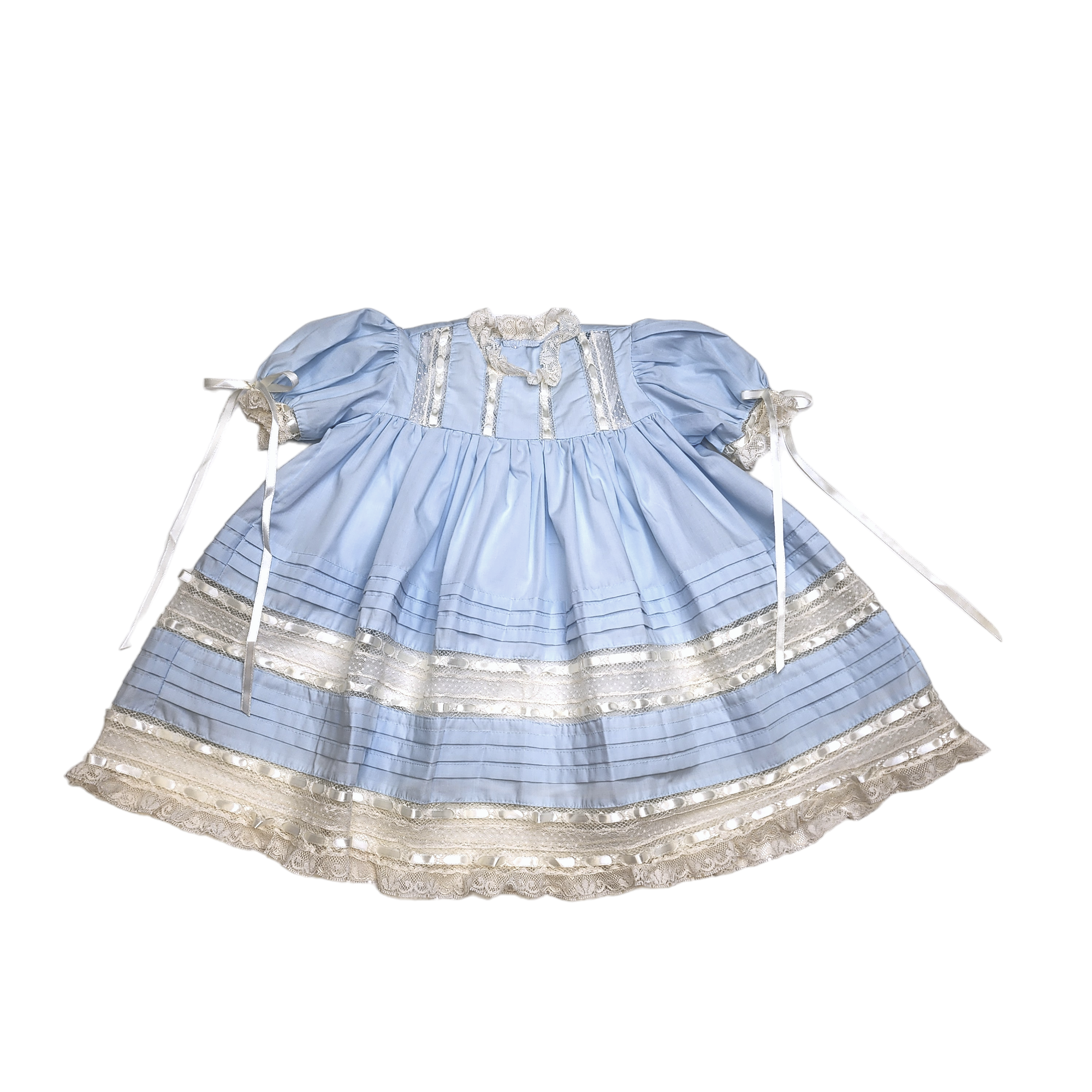 Phoenix & Ren Blue Brooks Dress Ecru Lace - Born Childrens Boutique