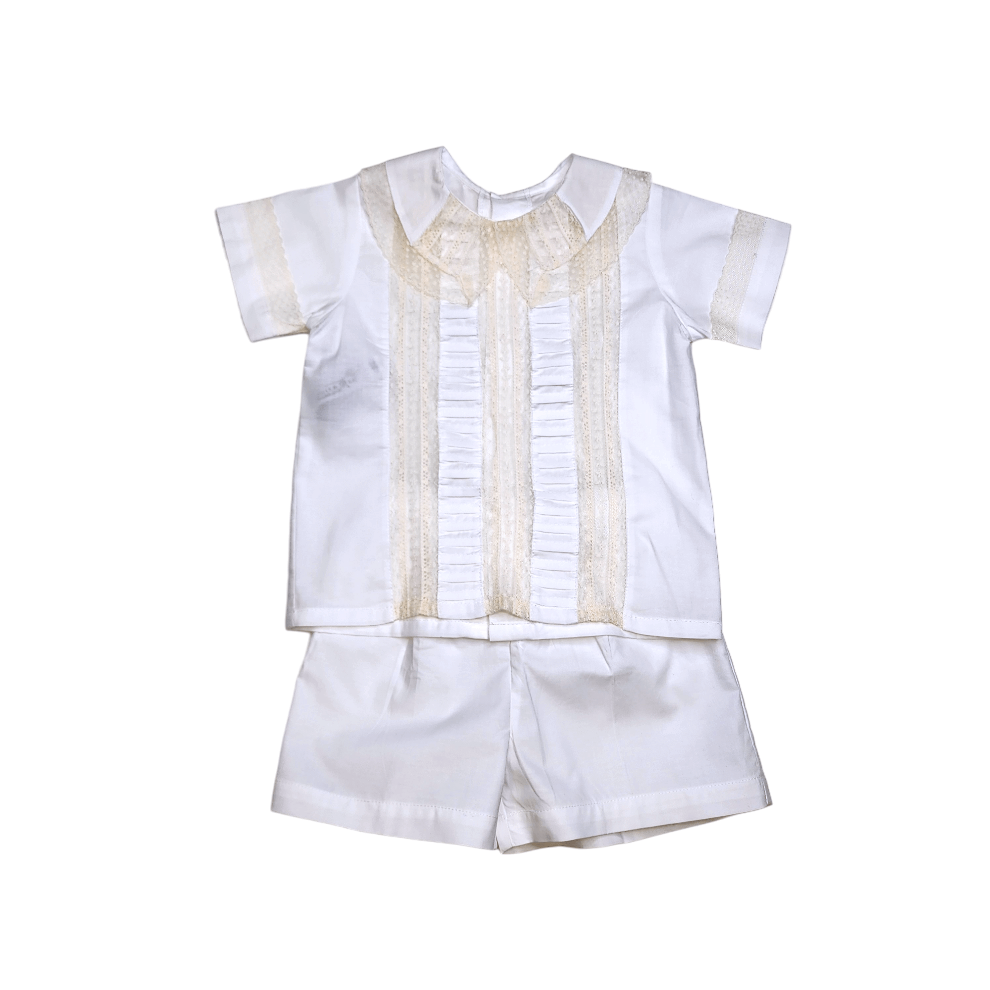 Phoenix & Ren White Rowan Short Set with Ecru Lace - Born Childrens Boutique