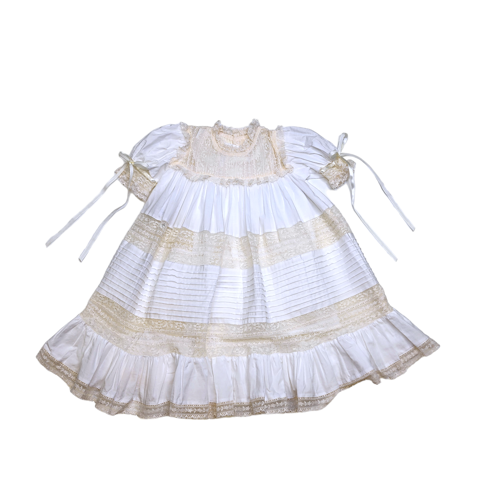 Phoenix & Ren White Rowan Dress with Ecru Lace - Born Childrens Boutique