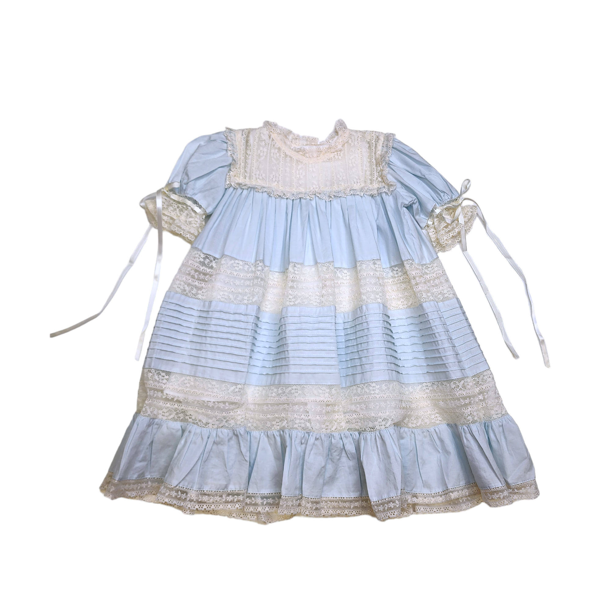 Phoenix & Ren Blue Rowan Dress with Ecru Lace - Born Childrens Boutique