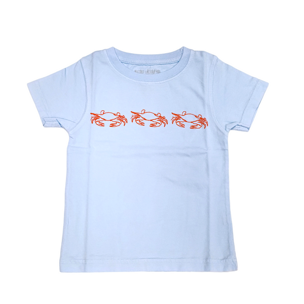 SS Light Blue Crab Trio T-Shirt - Born Childrens Boutique
