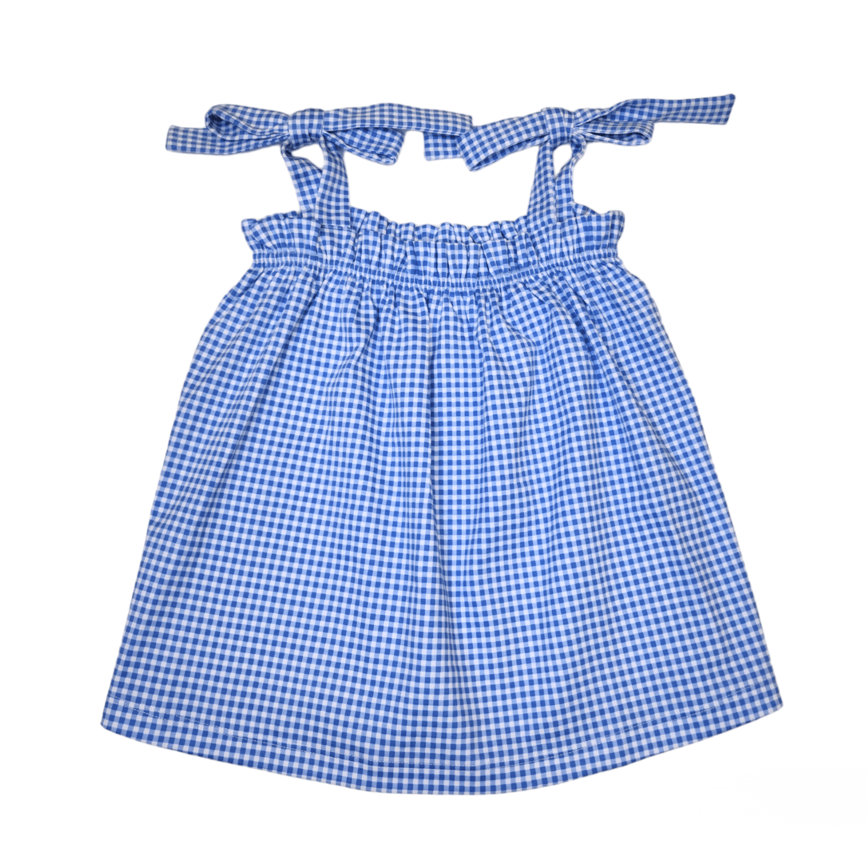 Blue Gingham Tie Top - Born Childrens Boutique