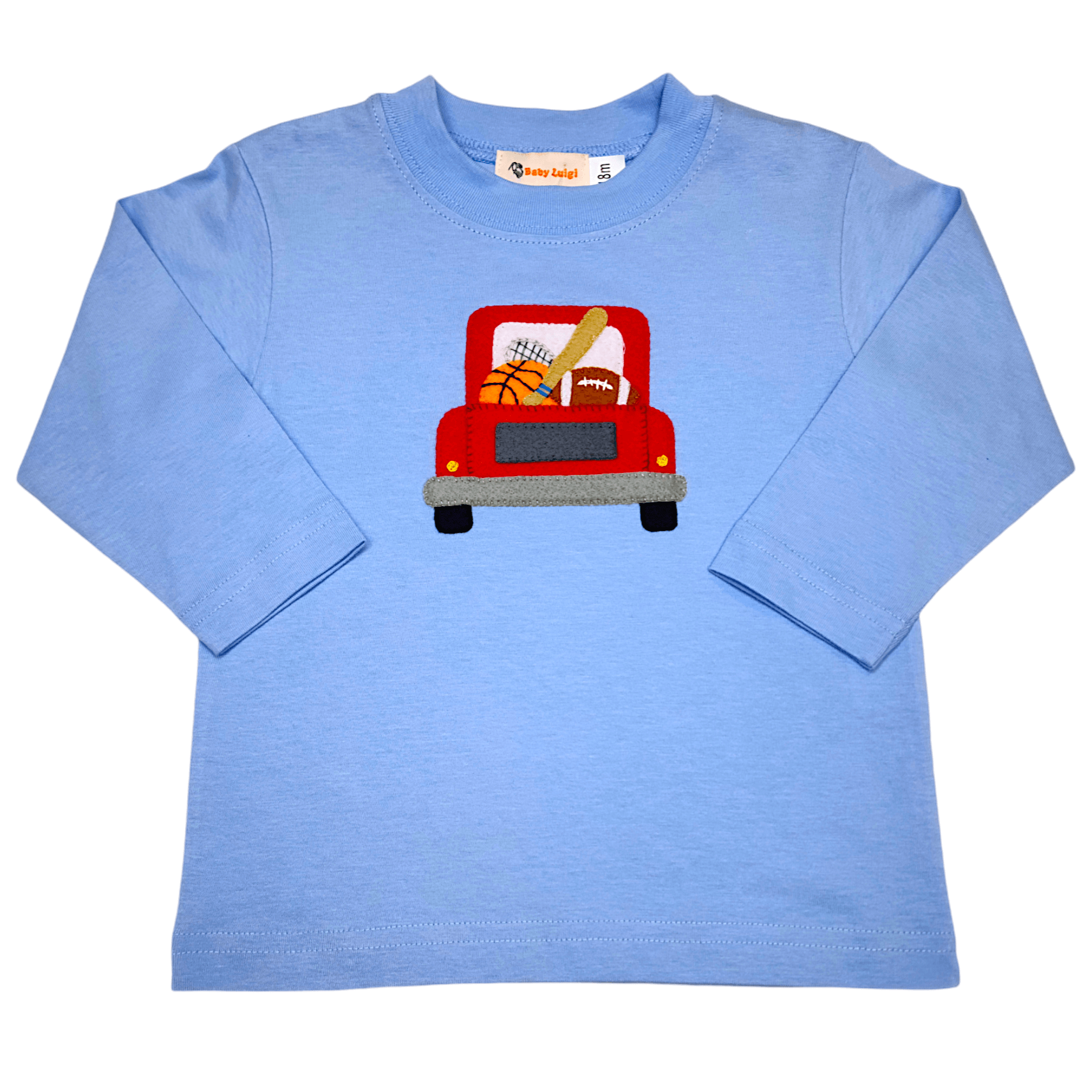 Truck w/ Sports Equip Sky Blue Shirt - Born Childrens Boutique