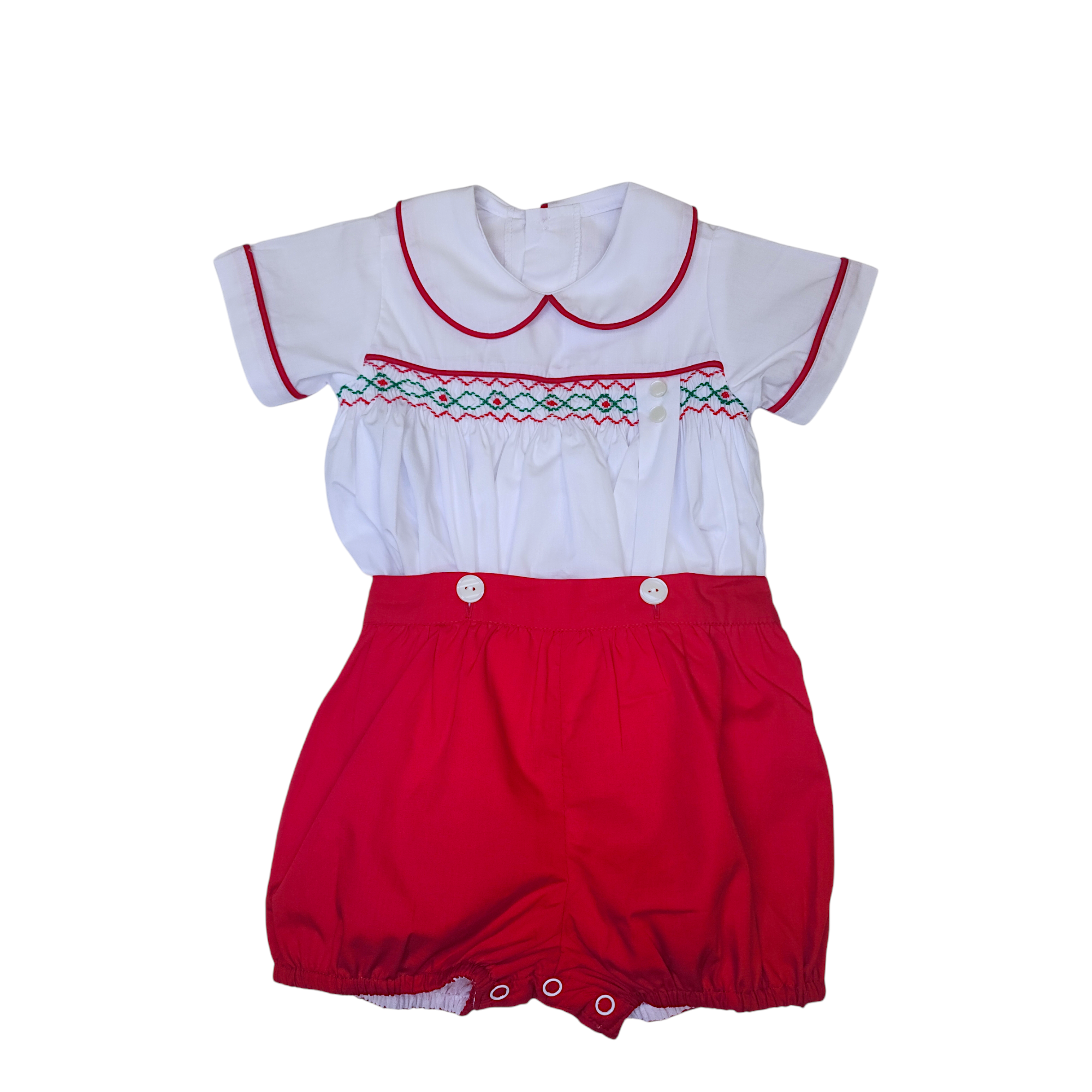 White/Red Maximillian Bubble Suit - Born Childrens Boutique